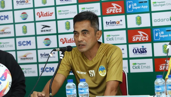 Jumpa pers PSIM Jogja jelang lawan Nusantara United di Stadion Kebo Giro, Boyolali, Minggu (6/10/2024).
