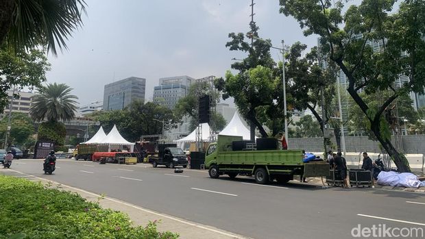 Massa aksi bela Palestina di depan Kedubes AS bubar. (Mulia/detikcom)