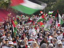 Potret Massa Aksi Bela Palestina Geruduk Kedubes AS Jakarta