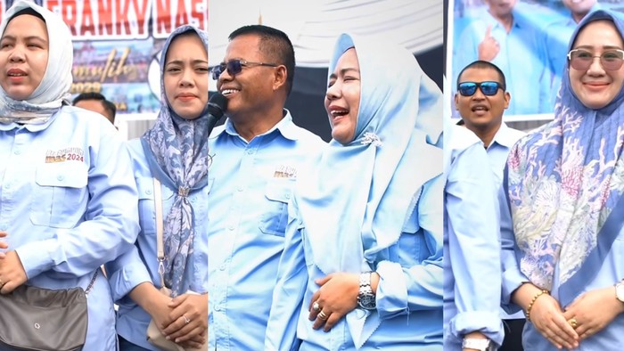 Cawako Prabumulih Arlan perkenalkan empat istrinya di kampanye.