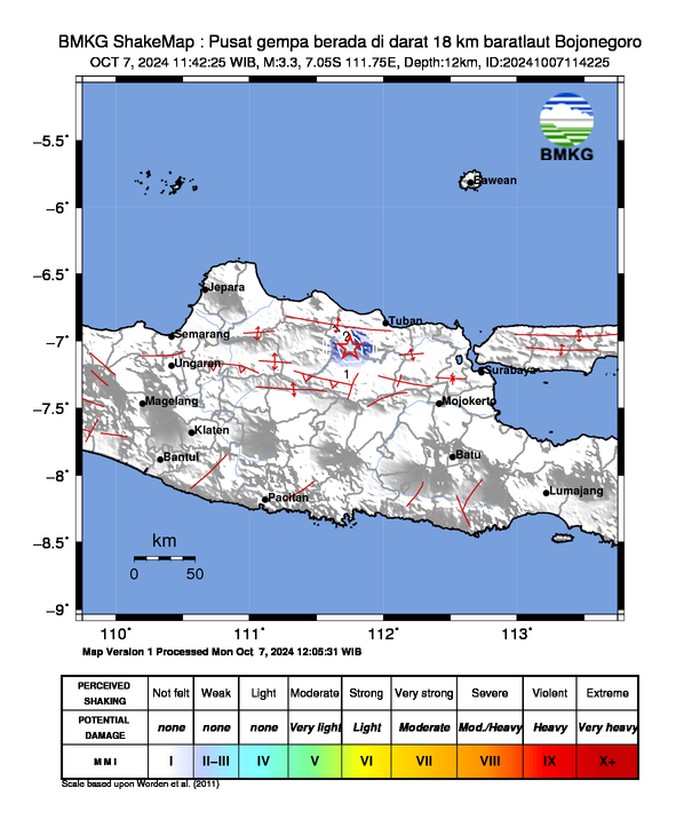 gempa M 3,3 terjadi di Bojonegoro