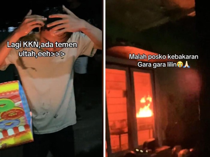 Kejadian tak terduga ketika ada salah satu teman yang ulang tahun pada saat KKN, rumah yang menjadi posko KKN malah terbakar karena lilin kue ulang tahun. Video tersebut langsung viral di TikTok.