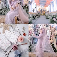 Acara syukuran kehamilan Kiky didekorasi mewah bertabur bunga warna warni. Sementara kain pada tendanya didominasi warna putih, biru, dan peach. Foto: Instagram/@kikysaputrii