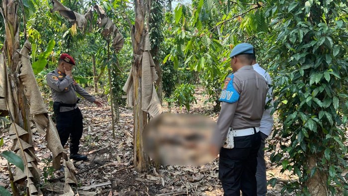Polisi mendatangi TKP penemuan mayat laki-laki tanpa identitas.