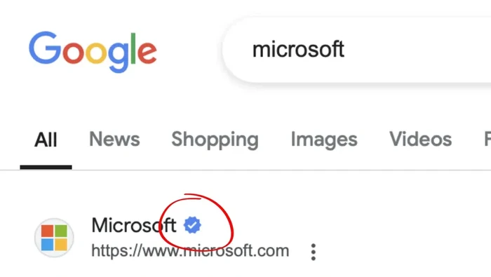 Uji coba centang biru di Google Search