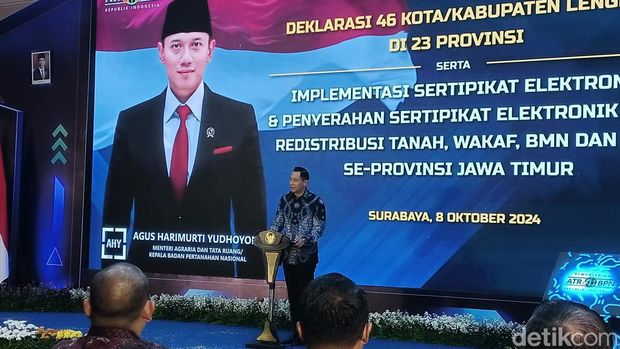 AHY saat Deklarasi 46 Kabupaten/Kota Lengkap di Surabaya