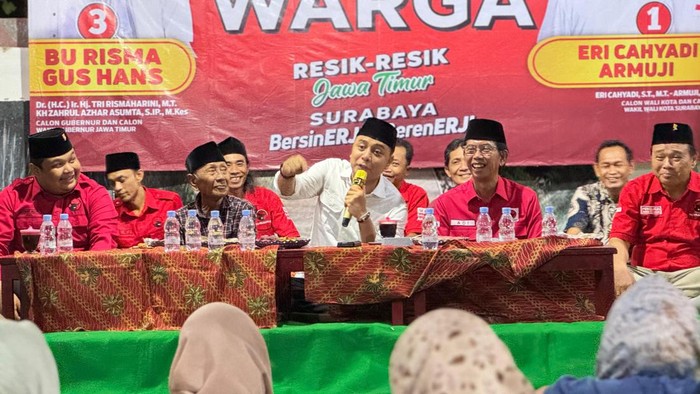 Cawali Surabaya Eri Cahyadi saat kampanye di Surabaya.