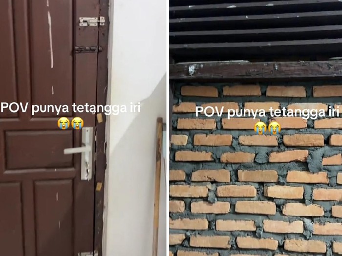 Curhat penghuni rumah yang pintunya terhalang oleh tembok rumah tetangga, langsung viral di TiKTok.
