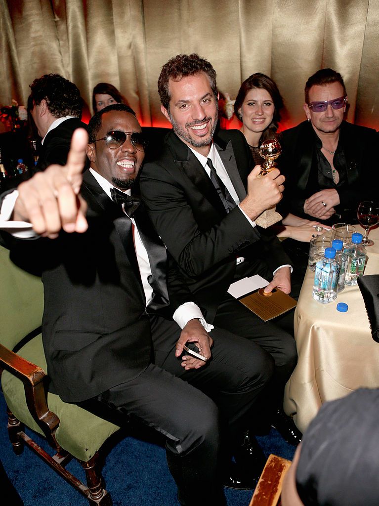 BEVERLY HILLS, CA - JANUARY 12:  Guy Oseary and Sean Combs and Bono attend The Weinstein Company & Netflix's 2014 Golden Globes After Party presented by Bombardier, FIJI Water, Lexus, Laura Mercier, Marie Claire and Yucaipa Films at The Beverly Hilton Hotel on January 12, 2014 in Beverly Hills, California.  (Photo by Jeff Vespa/Getty Images for The Weinstein Company)