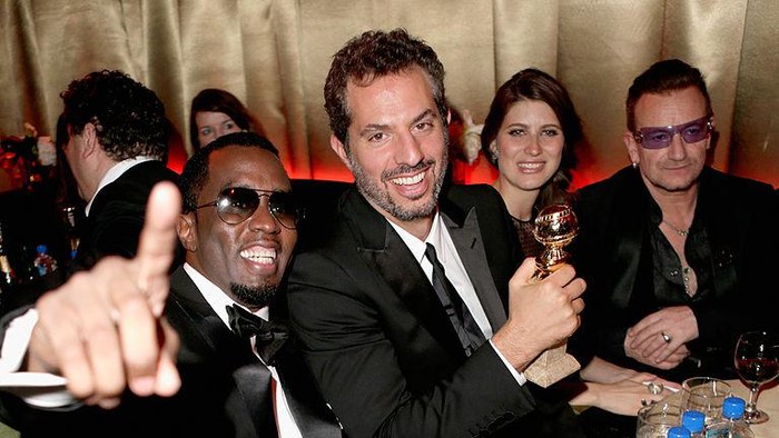 BEVERLY HILLS, CA - JANUARY 12:  Guy Oseary and Sean Combs and Bono attend The Weinstein Company & Netflixs 2014 Golden Globes After Party presented by Bombardier, FIJI Water, Lexus, Laura Mercier, Marie Claire and Yucaipa Films at The Beverly Hilton Hotel on January 12, 2014 in Beverly Hills, California.  (Photo by Jeff Vespa/Getty Images for The Weinstein Company)