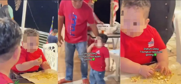 Video Bocah Berusia 2 Tahun Makan Nasi Bungkus Ini Bikin Orang Khawatir