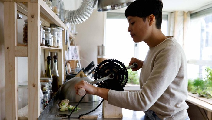 French interior designer Caroline Pultz and engineer Corentin de Chatelperron are seen in their 