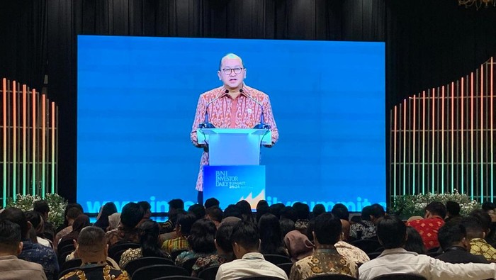 Menteri Investasi Rosan Roeslani di acara BNI Investor Daily Summit di Jakarta Convention Center (JCC) Senayan, Jakarta Pusat, Rabu (9/10/2024).