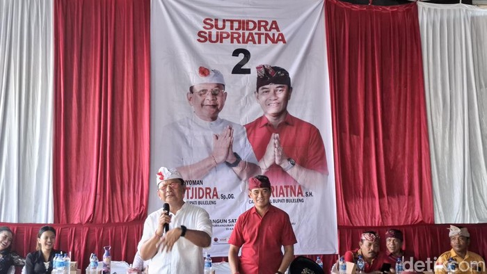 Nyoman Sutjidra dan Gede Supriatna kampanye di Desa Pengulon, Kecamatan Gerokgak, Buleleng, Rabu (9/10/2024).