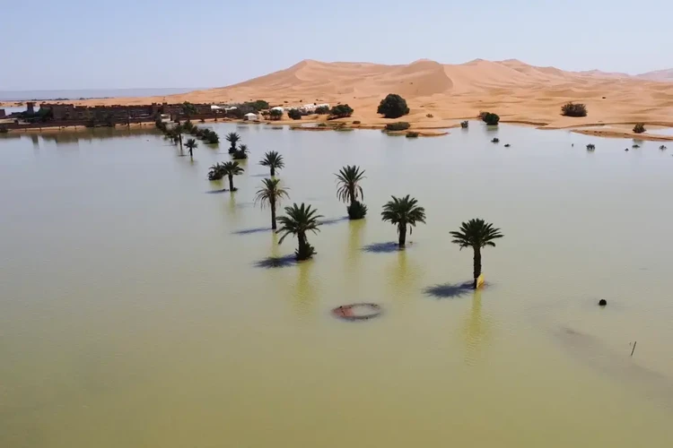 Air membanjiri Gurun Sahara dan mengisi danau yang sudah setengah abad kering.