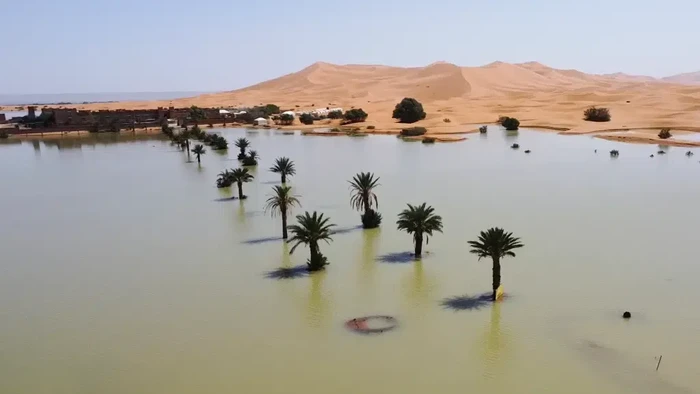 Air membanjiri Gurun Sahara dan mengisi danau yang sudah setengah abad kering.