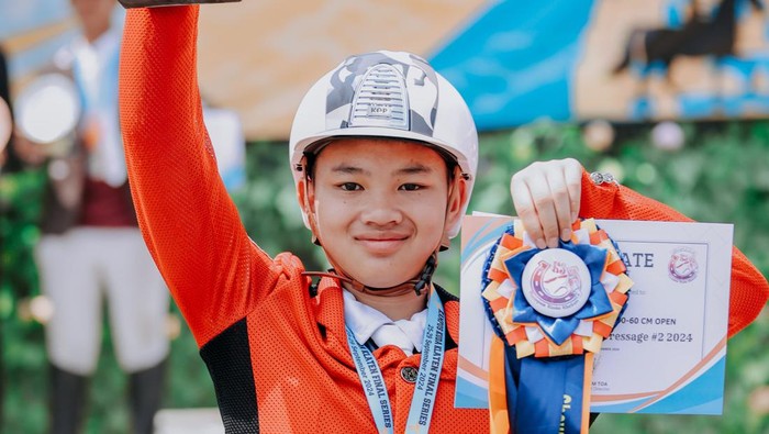 Atlet berkuda muda asal Medan Brandon Toa.