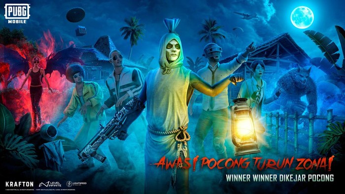PUBG Mobile meluncurkan skin terbaru bertema hantu Indonesia. Pemain berkesempatan bertemu dengan Pocong di update versi 3.4 Bloodmoon Awakening. Kalian sudah ketemu belum?