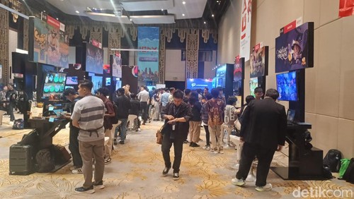 Acara Indonesia Game Developer Exchange (IGDX) Business & Conference 2024 di Jalan Raya Pantai Kuta, Bali, Kamis (10/10/2024).