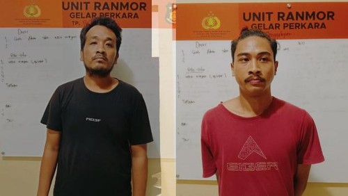 Dua pelaku kasus curanmor ditahan di Polresta Mataram. Foto: Humas Polresta Mataram.