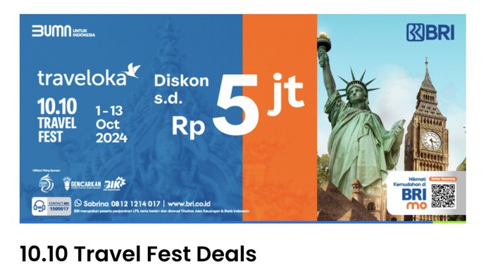 Promo BRI di Traveloka 10.10 Travel Fair!