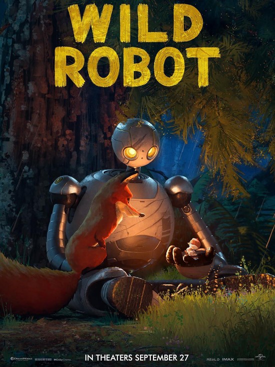 Cuplikan adegan dalam film The Wild Robot.