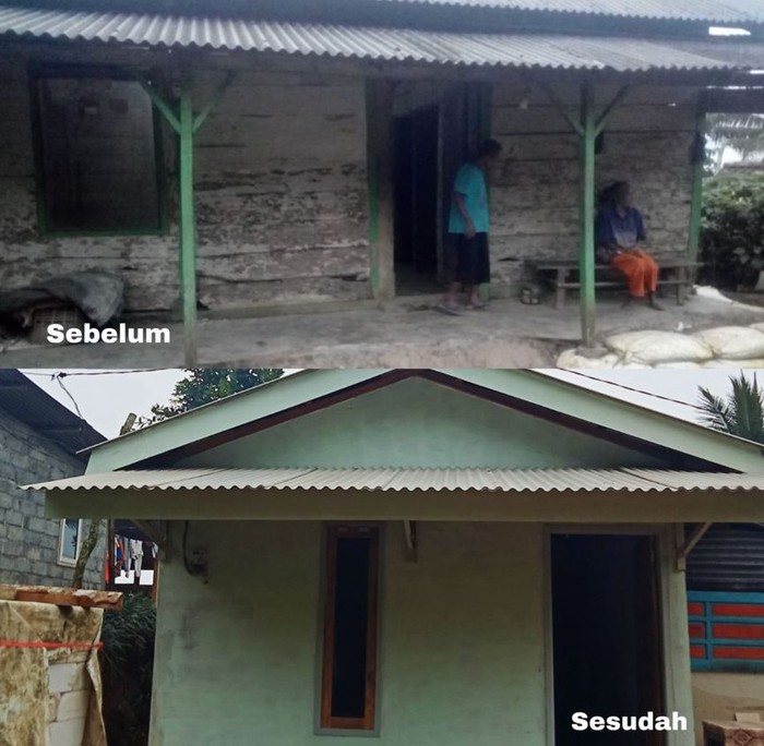 Before-after rumah pasutri lansia pemungut cengkih