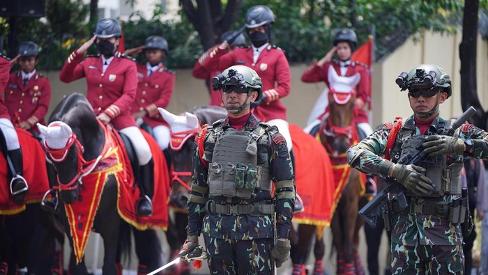 Polri melalukan gladi bersih apel gelar pasukan pengamanan untuk momen pengambilan sumpah Presiden dan Wakil Presiden terpilih Prabowo Subianto-Gibran Rakabuming Raka. (dok. SDM Polri)
