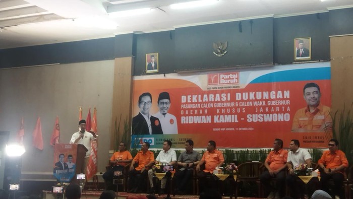 RK hadiri deklarasi dukungan dari Partai Buruh (Kurniawan/detikcom)