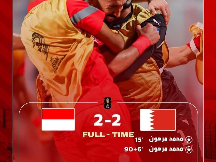 Unggahan akun Instagram Timnas Bahrain soal hasil laga melawan Indonesia.