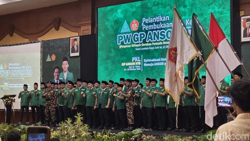 Pelantikan PW GP Ansor NTB 2024-2029 di Mataram, NTB, Jumat (11/10/2024).
