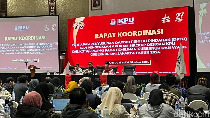 Rapat koordinasi persiapan DPTb dan pengenalan Sirekap, di Hotel Mercure Ancol, Jakarta Utara, Sabtu (12/11/2024). Foto: Anggi/detikcom