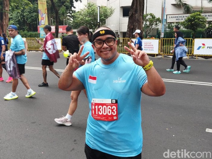 Rapper Saykoji sukses mengikuti fun run 10K di Jakarta Running Festival.