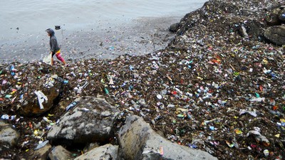 Potret Hamparan Sampah Kotori Pantai Muaro Lasak Padang