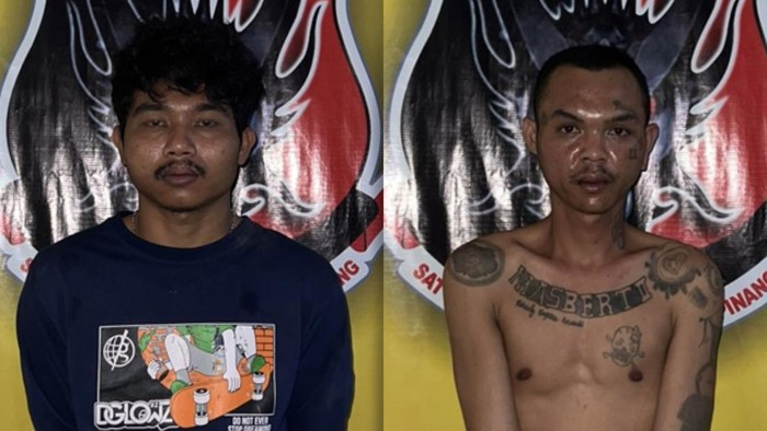 Tampang dua tersangka pencurian di Pangkalpinang saat diringkus polisi