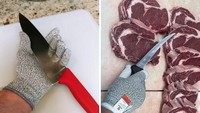 Mirip seperti perkakas pada toko material, ada sarung tangan yang cocok bagi pemula untuk memasak. Dengan menggunakan sarung tangan ini, tangan akan bebas terpotong atau teriris pisau. Foto: Bored Panda
