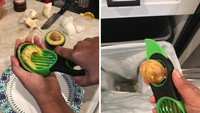 Ada suatu alat yang diciptakan secara unik untuk mengupas alpukat. Alat ini bisa langsung mengupas kulitnya dengan bersih hingga mengeluarkan biji alpukat dengan mudah. Foto: Bored Panda
