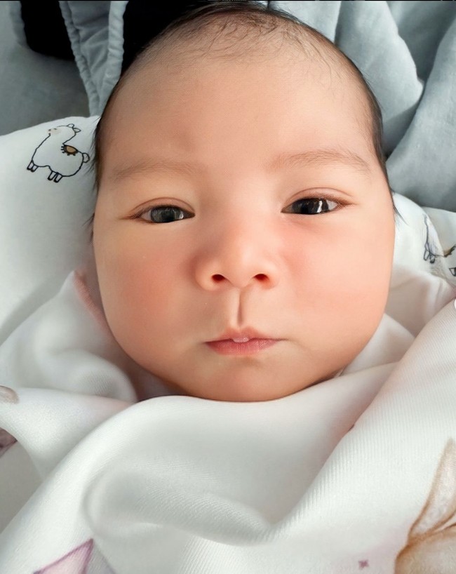 Memiliki kulit putih bersih dan pipi tembam, baby Kimova tampak begitu menggemaskan. Tak sedikit netizen yang juga memuji putri Kevin Aprilio dan Vicy itu cantik. Foto: Instagram/@kevinaprilio