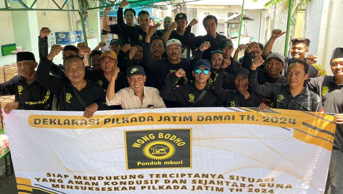 Komunitas Wong Bodho Pondok Mburi deklarasikan Pilkada Jatim 2024 Aman dan Damai.
