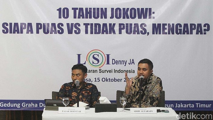 LSI Denny JA Liris Hasil Survei Kinerja Jokowi LSI Denny JA meliris hasil survei tingkat kepuasan kinerja Jokowi. Hasil survei menunjukkan tingkat kepuasan terhadap Jokowi di angka 80,8%.