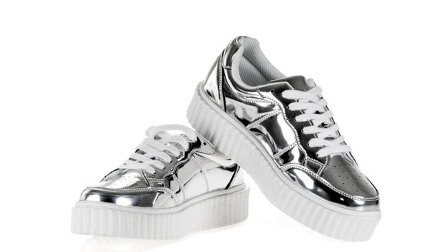 Silver shoes isolated on white