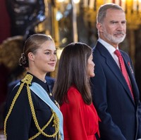 Dalam sejumlah foto, Putri Leonor juga terlihat menerapkan makeup tipis yang menunjang wajah cantiknya.Foto: Getty Images