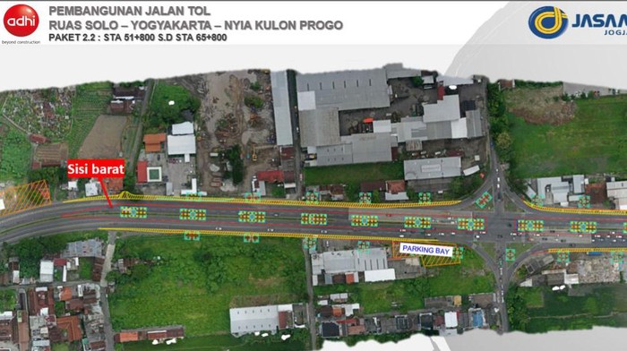 Desain lokasi pemasangan pagar untuk pekerjaan jalan Tol Jogjq-Solo-YIA di Ring Road Utara, Sleman.