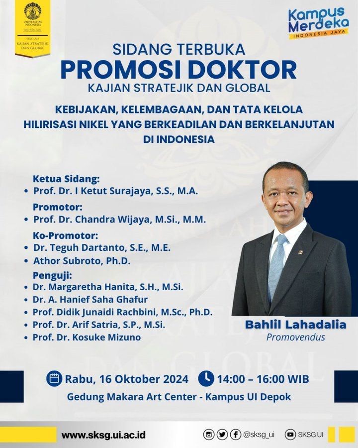 Ketum Golkar Akan Raih Gelar Doktor Bidang Hilirisasi Universitas Indonesia