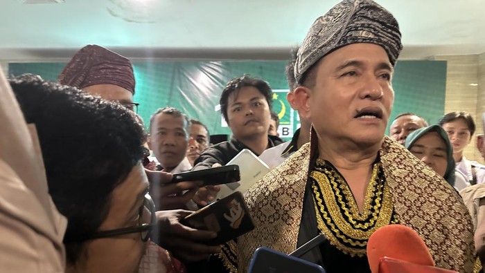 Yusril Ihza Mahendra saat acara PBB di Padang. (Jeka Kampai/detikSumut)