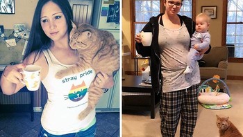 Dulu gendong kucing sekarang bocah. Foto: Boredpanda