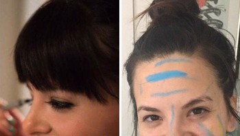 Dulu makeup sendiri sekarang di-makeup oleh anak. Foto: Boredpanda