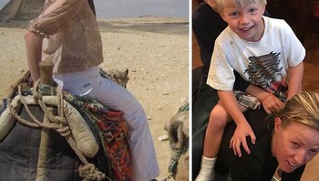 Dulu menunggangi onta, sekarang jadi tunggangan anak. Foto: Boredpanda