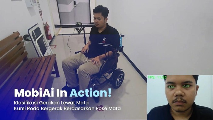 Gambaran penggunaan kursi roda yang bisa dikendalikan oleh gerakan mata