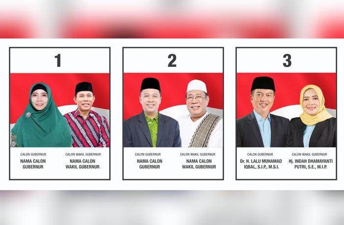 Kolase foto tiga paslon Pilgub NTB. (Helmy Akbar/detikBali)